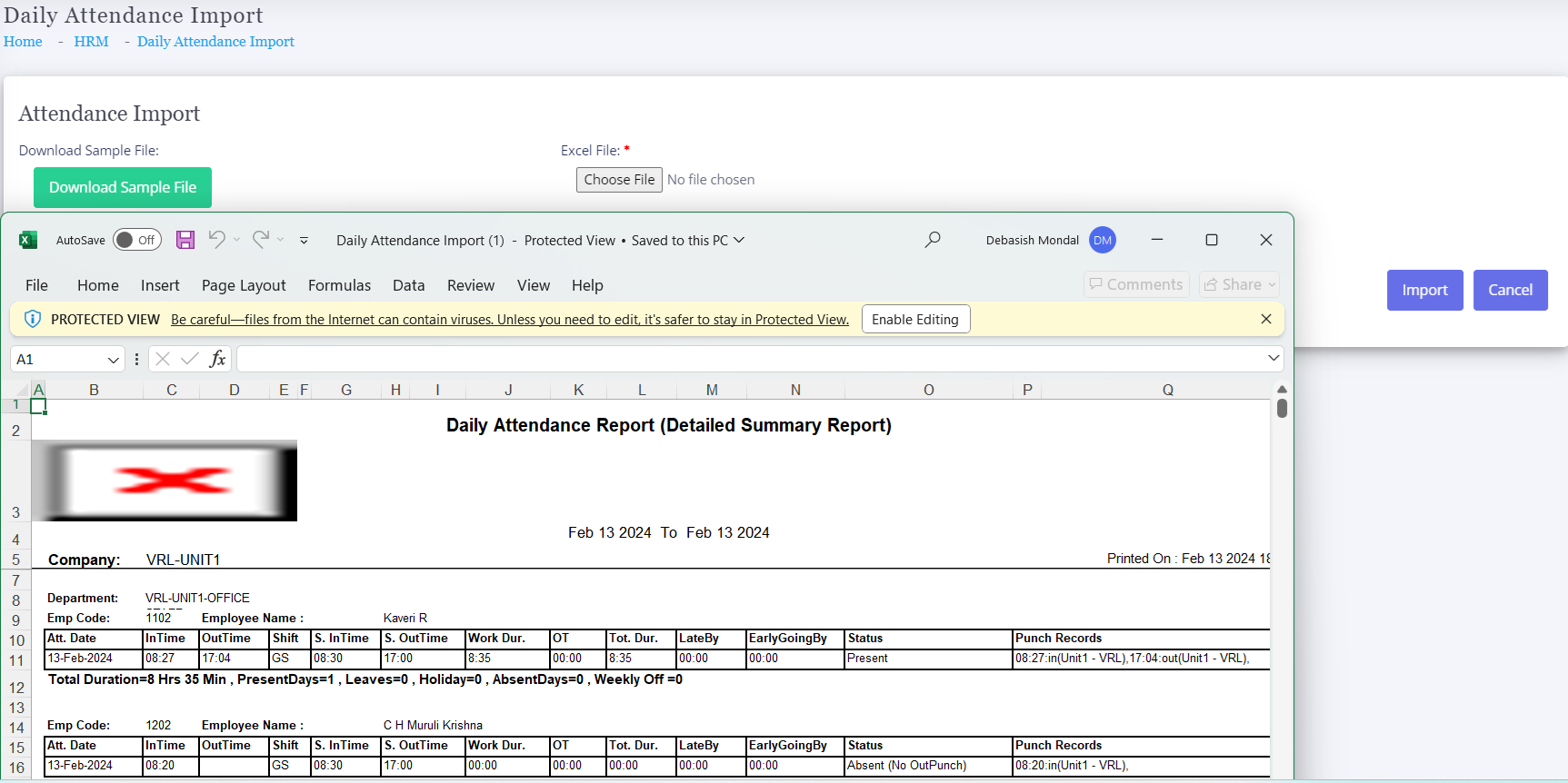 Attendance Import