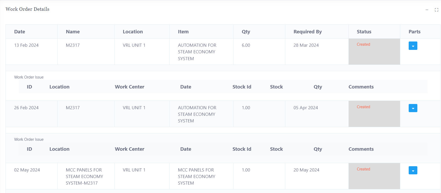 Project Wise Work Order