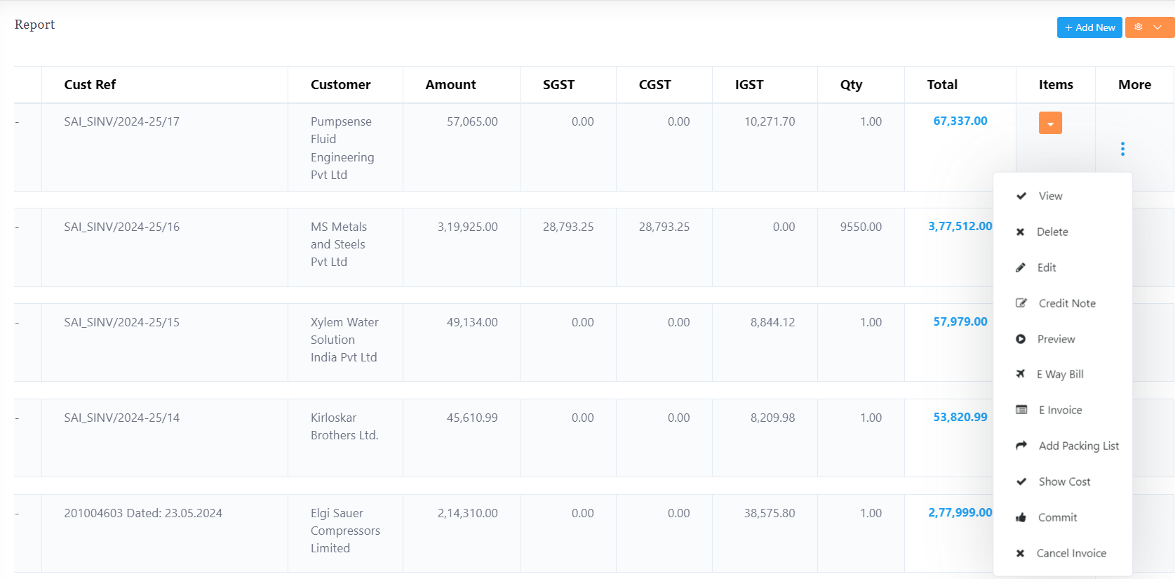 Sales Invoice Report